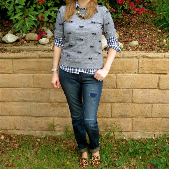 J. crew Reid Patched Cone Denim Skinny Straight Jeans Dark Blue Distressed 28 - Picture 3 of 10